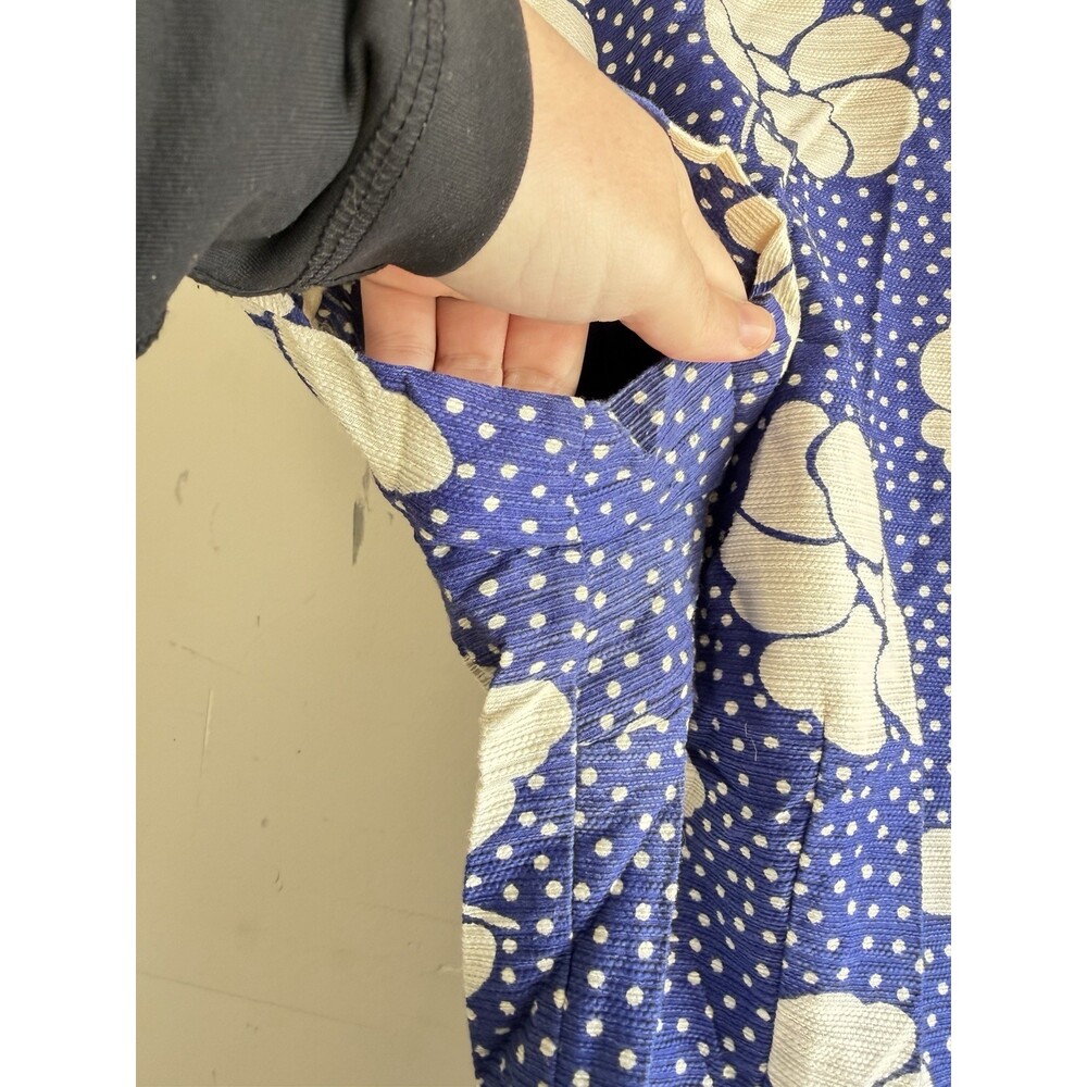 Boden 14R Sierra Textured Blue Floral Dress polka dot short sleeve career - Picture 3 of 5